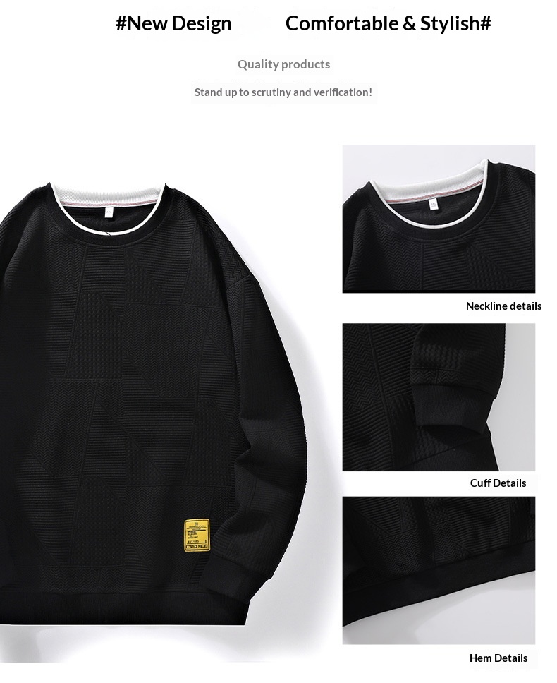 Sweat-shirt décontracté pour homme, collection automne, manches longues, col rond, coupe ajustée, tendance. Disponible en stock._voghion.com