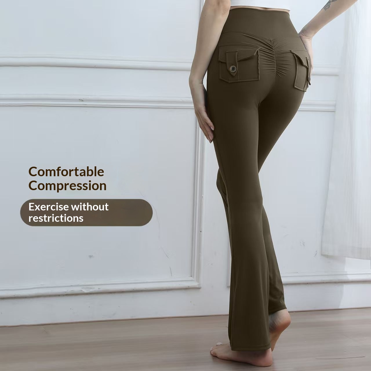 Surge Surge Surge Surge Damen Yoga Peach Butt Cargo Pocket Tight Slimming Flared Pants Hip Lift Atmungsaktiv Sweat-Teaser_voghion.com