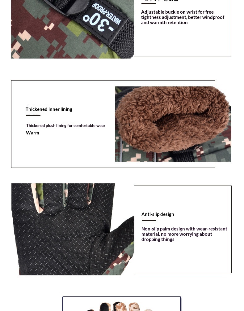 Guanti invernali caldi e spessi mimetici per uomo, sci, ciclismo, nord-est, antifreddo, impermeabili, antivento, taglia grande_voghion.com