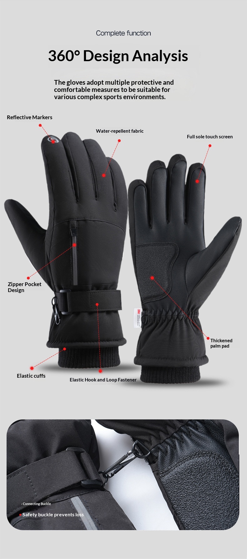 Guanti da sci invernali da uomo Q318 spessi, resistenti al freddo, antiscivolo, idrorepellenti, touchscreen, estesi, caldi_voghion.com