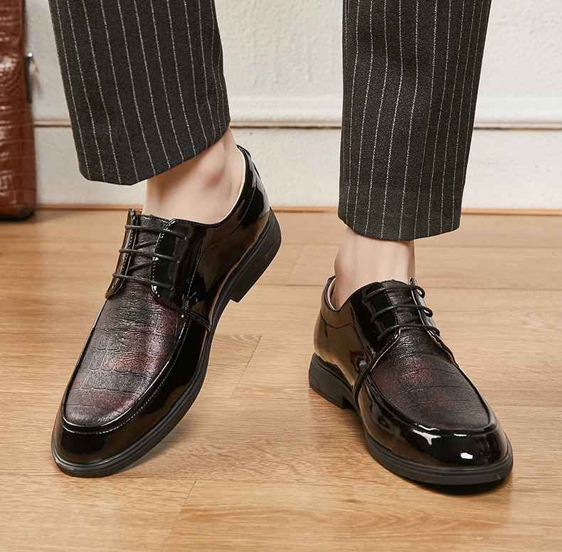 Voyage Printemps Été Nouvelles Affaires Formelles Décontractées Semelle souple Derby britannique à lacets Chaussures de mariage pour hommes en cuir_voghion.com