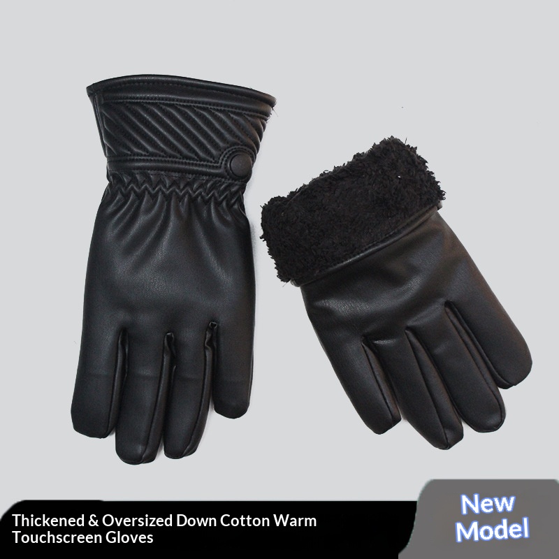 boy Boy Boy Autumn Winter New Down Cotton Leather Men Touch Screen Windproof Fleece Lined Thickened Motorcycle Driving Warm Ski_voghion.com