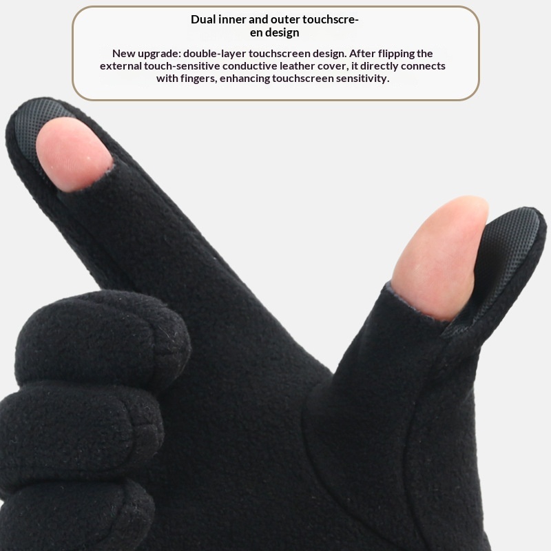 Herren-Winterhandschuhe für Radfahren, Outdoor-Sportarten, kältebeständig, wasserdicht, warm, volle Finger, geeignet für Erwachsene, Skifahren, Autofahren, Touchscreen_voghion.com