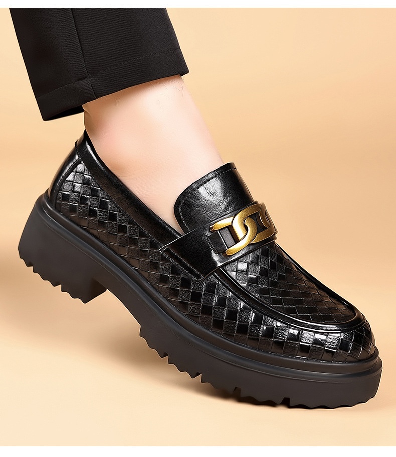 Mocassini da uomo Voyage, casual, in pelle intrecciata, slip-on, primaverili, per giovani, stile derby, con suola spessa_voghion.com