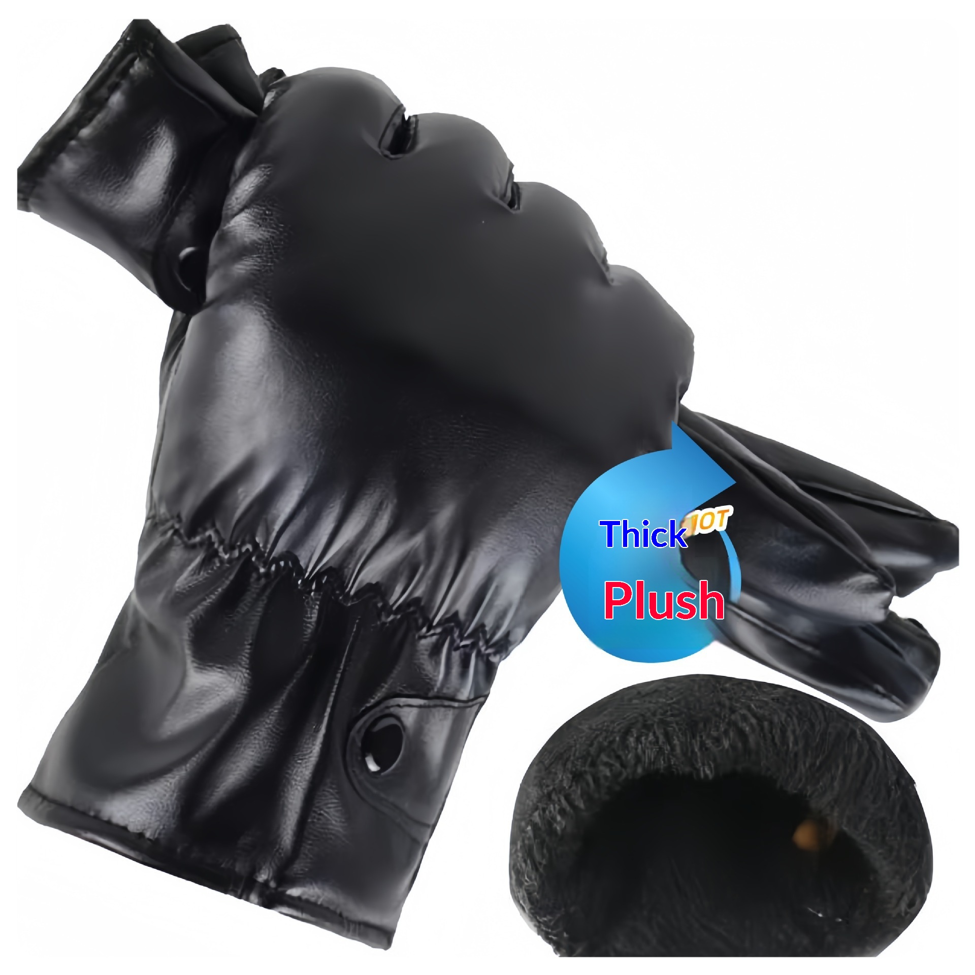 boy Boy Boy Winter Warm Thickened Fleece Touchscreen Windproof PU Leather Electric Bike Riding Couple Gloves For Men And Women_voghion.com
