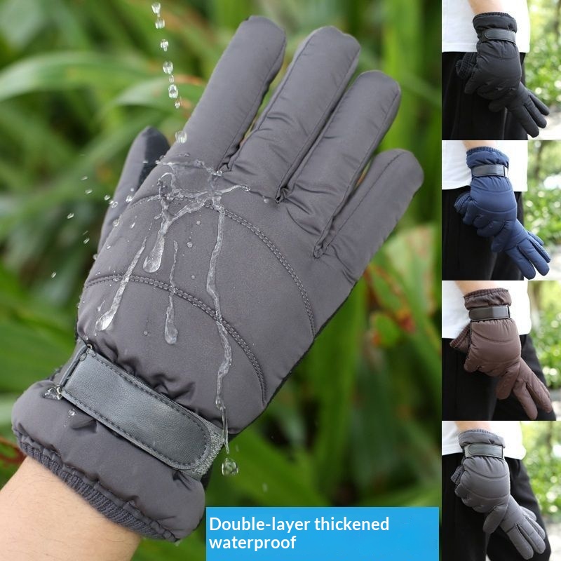 boy Boy Boy Down Cotton Winter Warm Motorcycle Riding Waterproof Cold-proof Fleece-lined Thickened Outdoor Ski Gloves Men_voghion.com