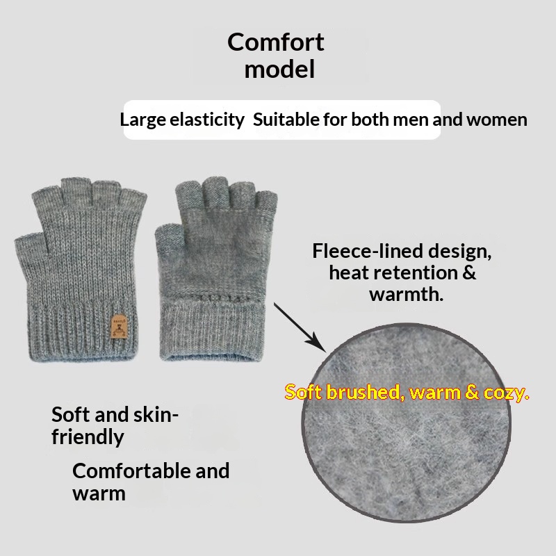 ragazzo Ragazzo Ragazzo 2025 Guanti invernali da uomo senza dita in maglia, caldi, per ciclismo, scrittura, a mezza dita, antifreddo, foderati in pile, all'ingrosso_voghion.com