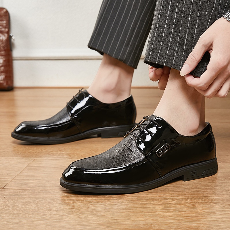 Voyage Printemps Été Nouvelles Affaires Formelles Décontractées Semelle souple Derby britannique à lacets Chaussures de mariage pour hommes en cuir_voghion.com