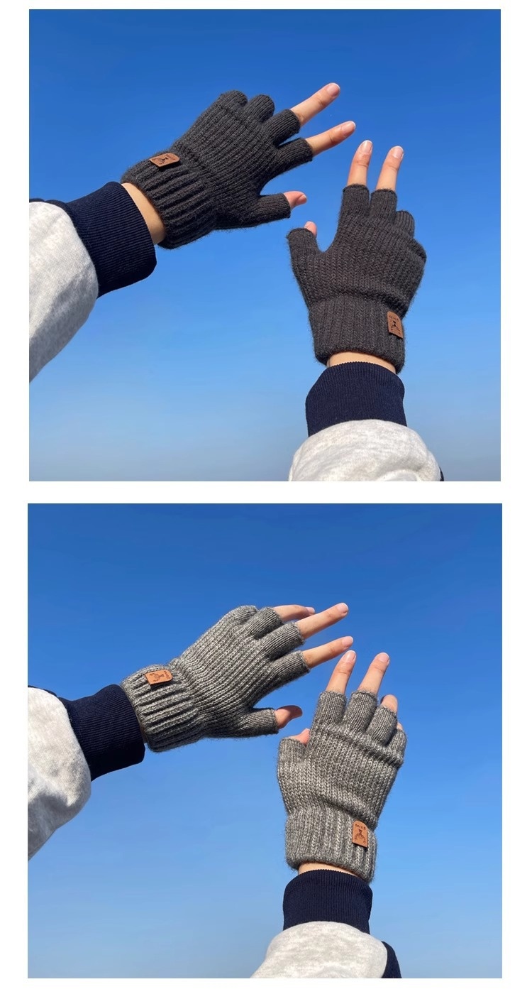 ragazzo Ragazzo Ragazzo 2025 Guanti invernali da uomo senza dita in maglia, caldi, per ciclismo, scrittura, a mezza dita, antifreddo, foderati in pile, all'ingrosso_voghion.com