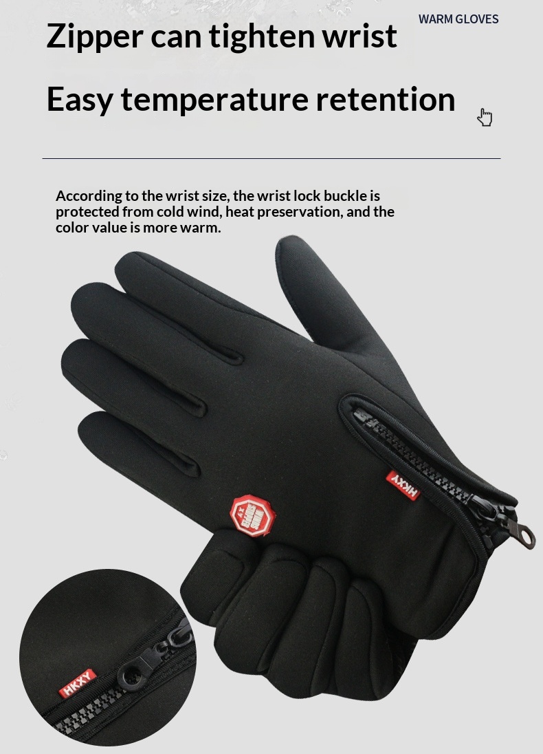 boy Boy Boy With Zipper Design Outdoor Cycling Gloves For Men Winter Women Riding Touchscreen Motorcycle Waterproof Warm_voghion.com