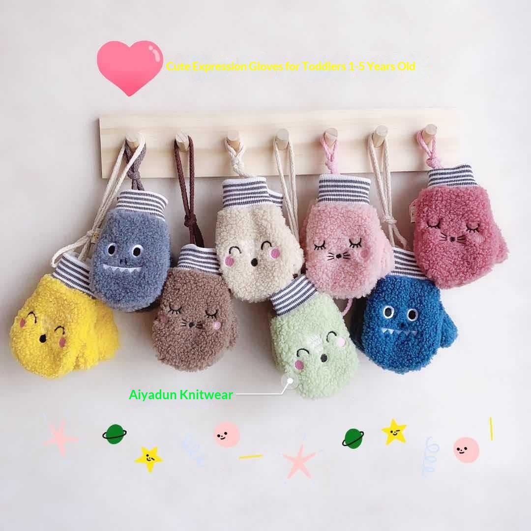 boy Boy Boy 2025 Children's Winter Warm Fleece Gloves With Lanyard Anti-Lost Cartoon Design Unisex Wholesale_voghion.com