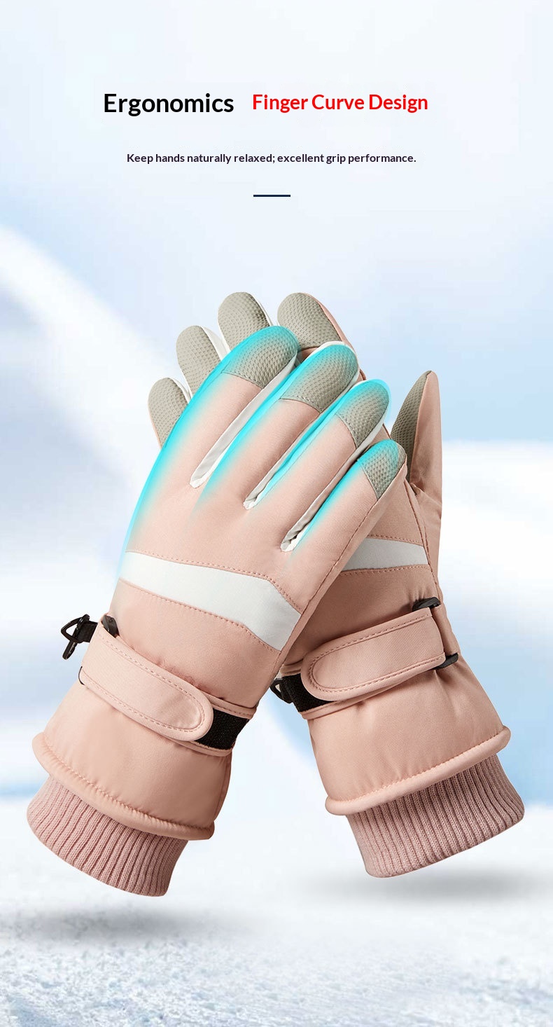 Guanti da sci invernali Boy Boy per donna, caldi, foderati in pile, spessi, impermeabili, touchscreen, antivento, alpinismo,_voghion.com