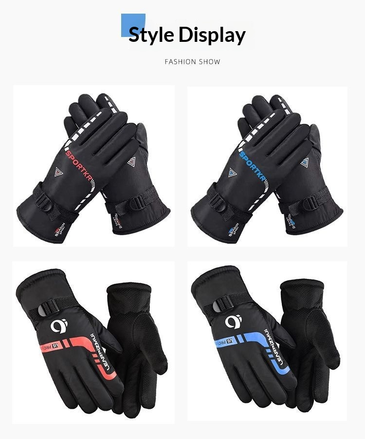 Jungen-Winterhandschuhe, warm, fleecegefüttert, dick, winddicht, rutschfest, für Herren, geeignet für E-Bike, Motorrad, Outdoor-Aktivitäten und Skifahren_voghion.com