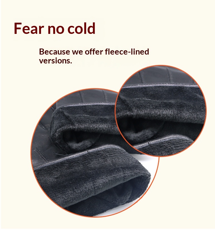 boy Boy Boy Cold Region Winter Men's School Uniform Leather Gloves With Fleece Lining, Warm Sheepskin Gloves, Black Genuine Leather,_voghion.com