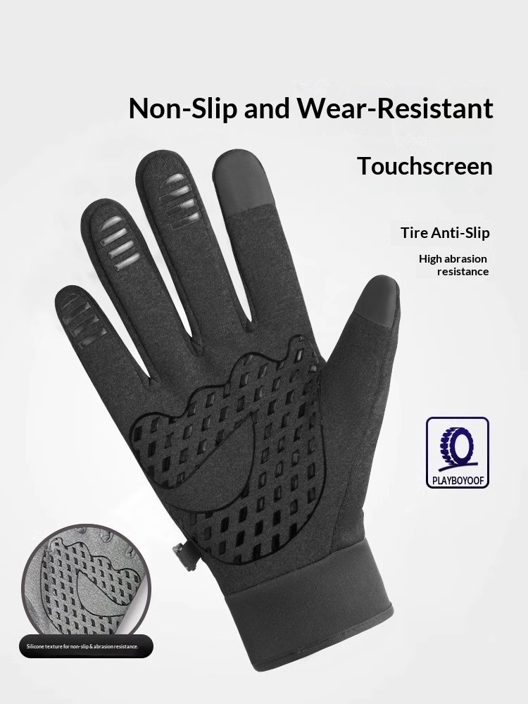boy Boy Boy Winter For Men And Women 2025 New Fleece-Lined Thickened Cycling Electric Bike Cold-Proof Windproof Cotton Gloves_voghion.com