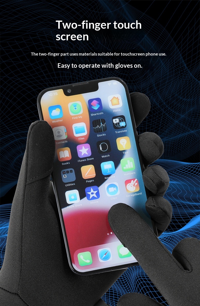 Herren Q363 Winterhandschuhe für Outdoor-Sportarten, dünn mit Fleece gefüttert, für Radfahren, Touchscreen, kältebeständig, wasserabweisend, kältebeständig, wasserabweisend_voghion.com