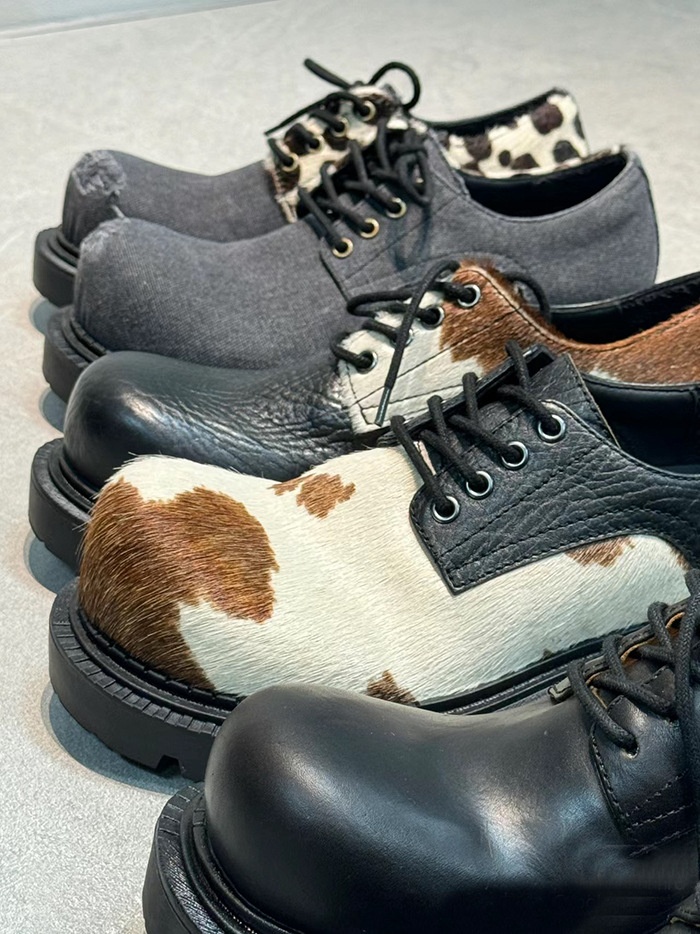 Voyage Horsehair Derby Unisex Milk Color Mandarin Duck Small Lace-up Chunky Heel Thick Sole Soft Leather Casual Shoes Trendy_voghion.com