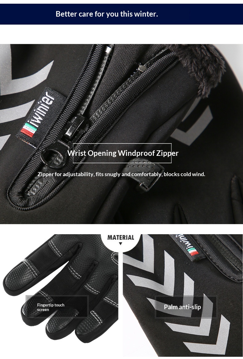 Herren-Handschuhe aus dickem Fleece, warm, winddicht, kalt und wasserdicht, ideal für Fahrer, Lieferfahrer und Radfahrer. Herbst/Winter_voghion.com