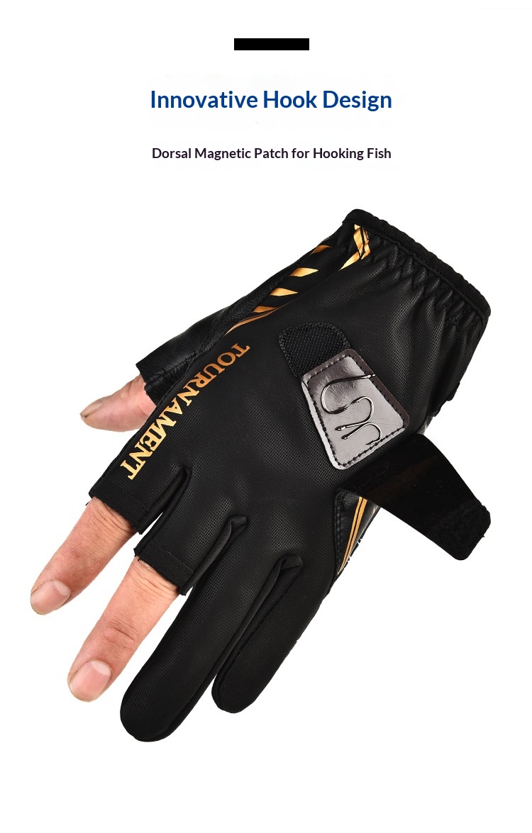 Herrenhandschuhe aus echtem Leder, warm, dreifingrig, wasserdicht, ideal zum Angeln, Fitness und für Outdoor-Aktivitäten._voghion.com