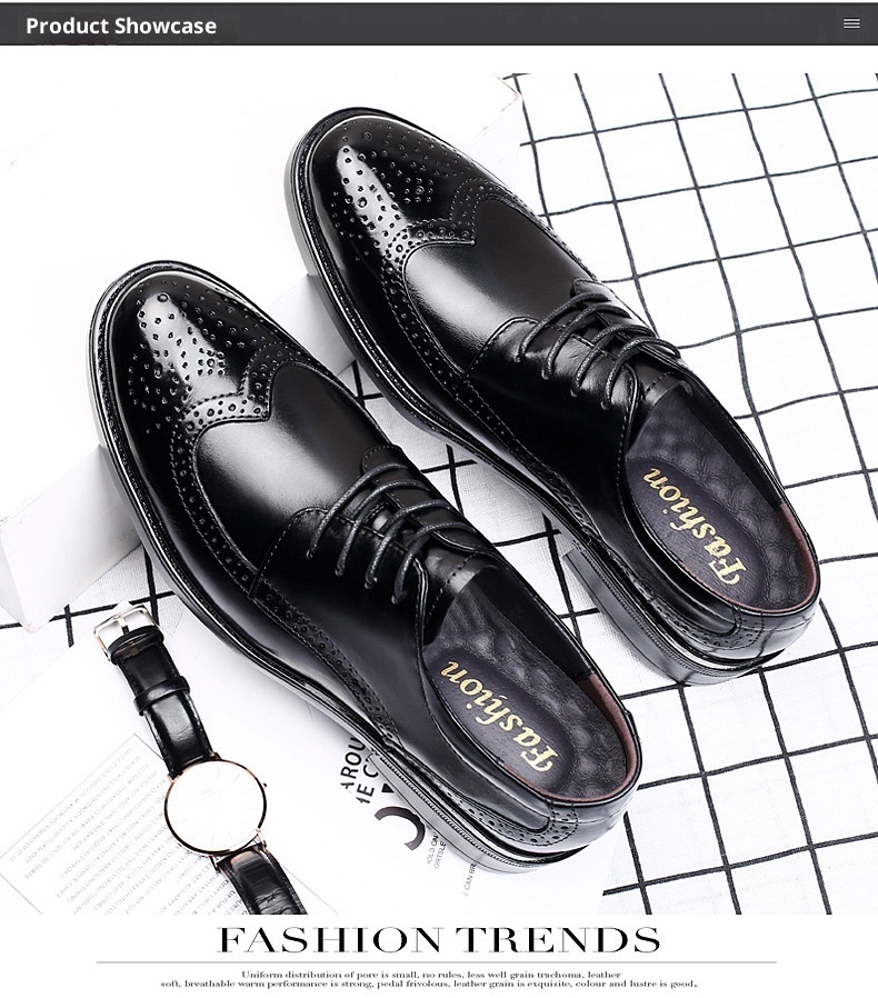 Voyage Herren-Freizeitschuhe aus hochwertigem Rindsleder im britischen Retro-Stil mit poliertem Brogue-Schnitt und geschnitzten Details_voghion.com