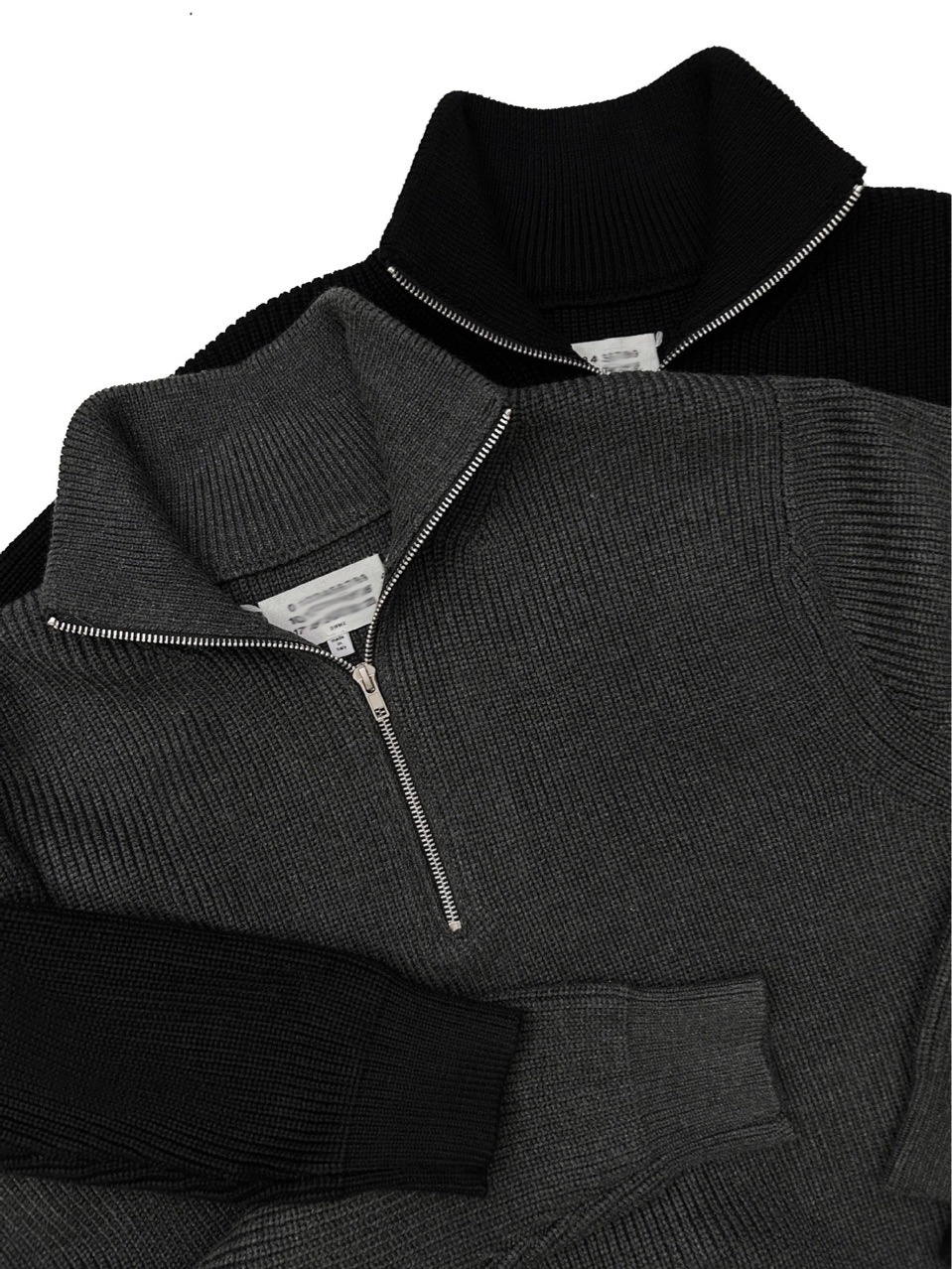 boy Boy Boy Square Neck Half-Zip Turtleneck Sweater Wool Blend Loose Lazy Style Knit Top Unisex_voghion.com