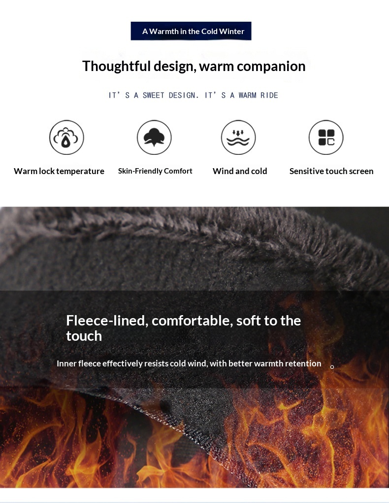 Herren-Handschuhe aus dickem Fleece, warm, winddicht, kalt und wasserdicht, ideal für Fahrer, Lieferfahrer und Radfahrer. Herbst/Winter_voghion.com