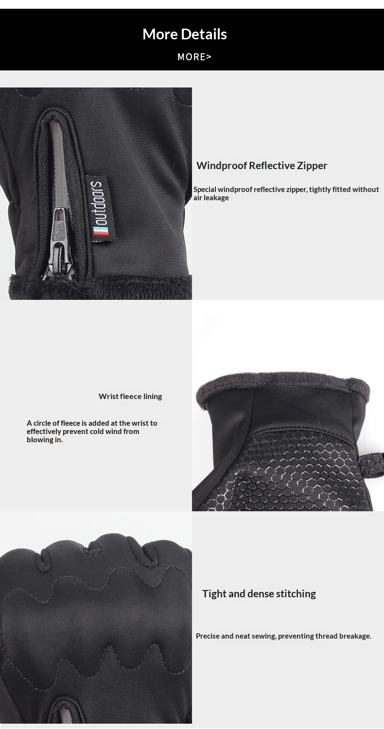 boy Boy Boy Men's Autumn And Winter Fleece-Lined Thickened Cycling Gloves, Cold-Proof, Warm, Touchscreen, Non-Slip, Windproof,_voghion.com