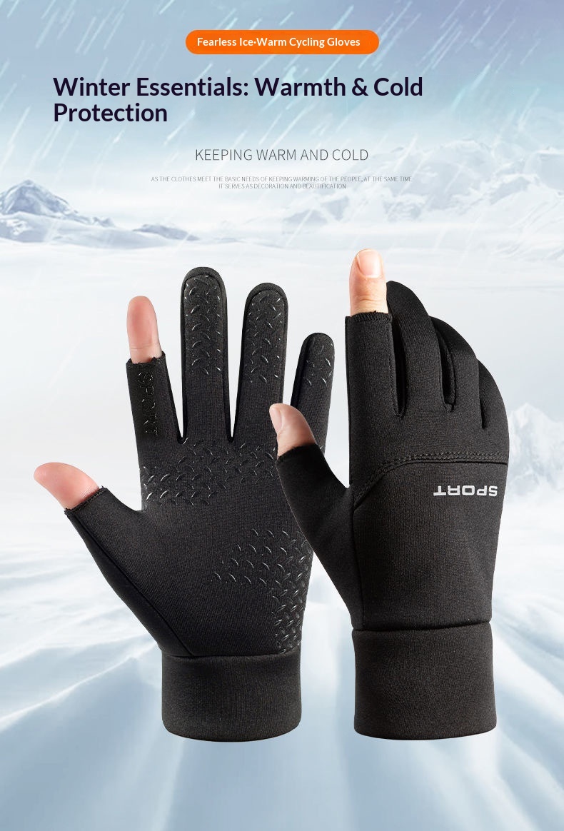 boy Boy Boy Warm Fleece-Lined New Autumn Winter Outdoor Sports For Men And Women Cycling Hiking Waterproof Cold-Proof Gloves_voghion.com