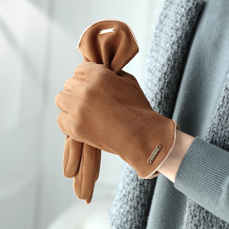 boy Boy Boy Warm For Women Cute Suede Windproof Driving Gloves Autumn Winter Fleece Lined Cycling Fingerless Touchscreen Men_voghion.com