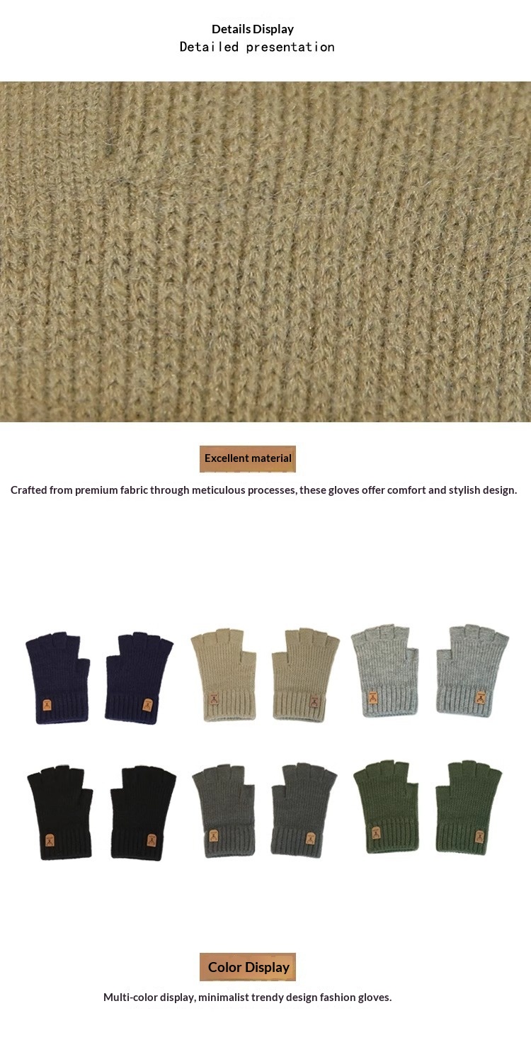 ragazzo Ragazzo Ragazzo 2025 Guanti invernali da uomo senza dita in maglia, caldi, per ciclismo, scrittura, a mezza dita, antifreddo, foderati in pile, all'ingrosso_voghion.com