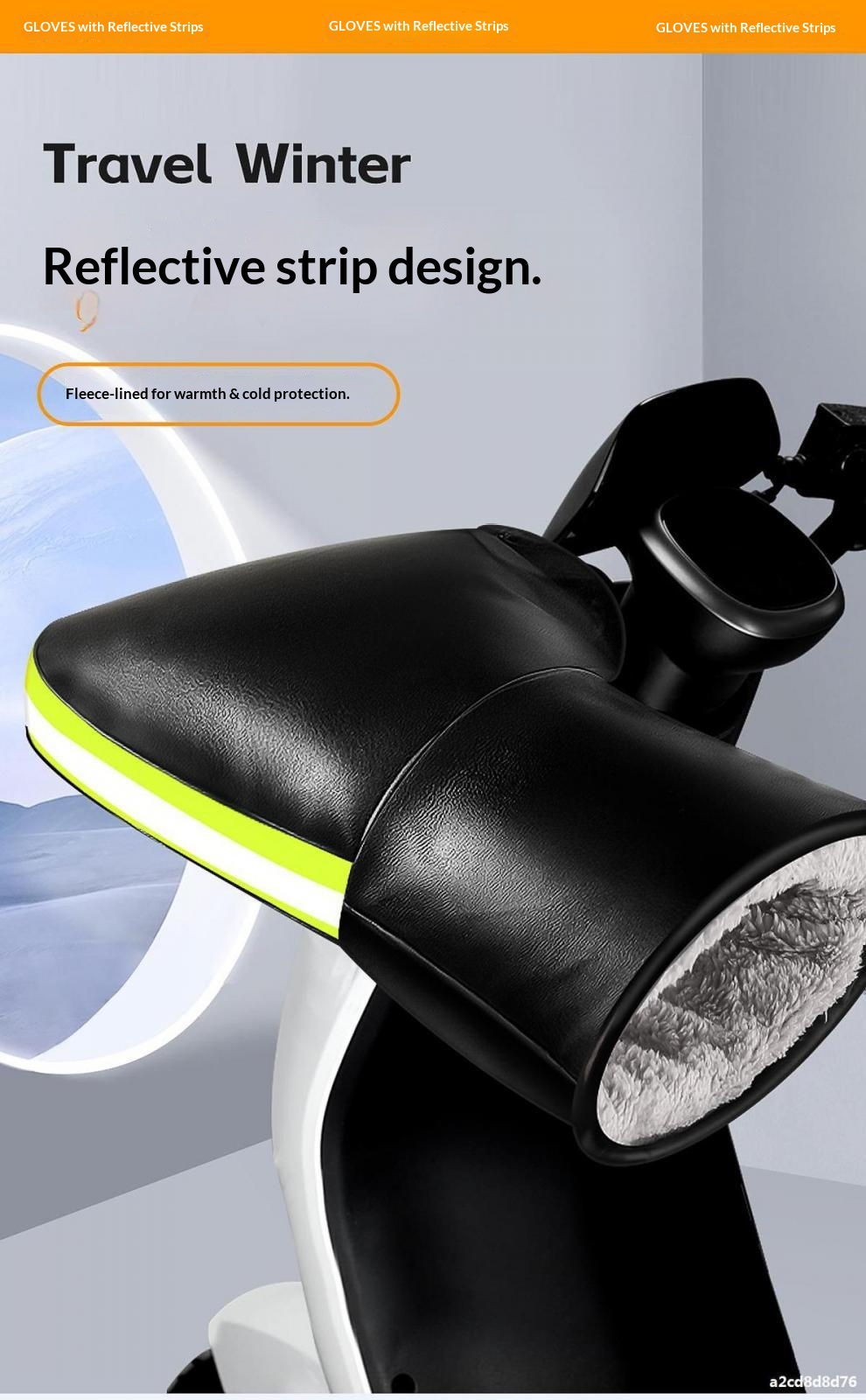 Gants de guidon d'hiver chauds et coupe-vent en coton épais pour motos électriques, pour hommes et femmes._voghion.com