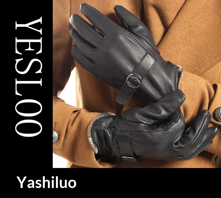 boy Boy Boy Genuine Leather Cowhide Winter Gloves Men Fingerless Driving Riding Fleece Lined Warm_voghion.com