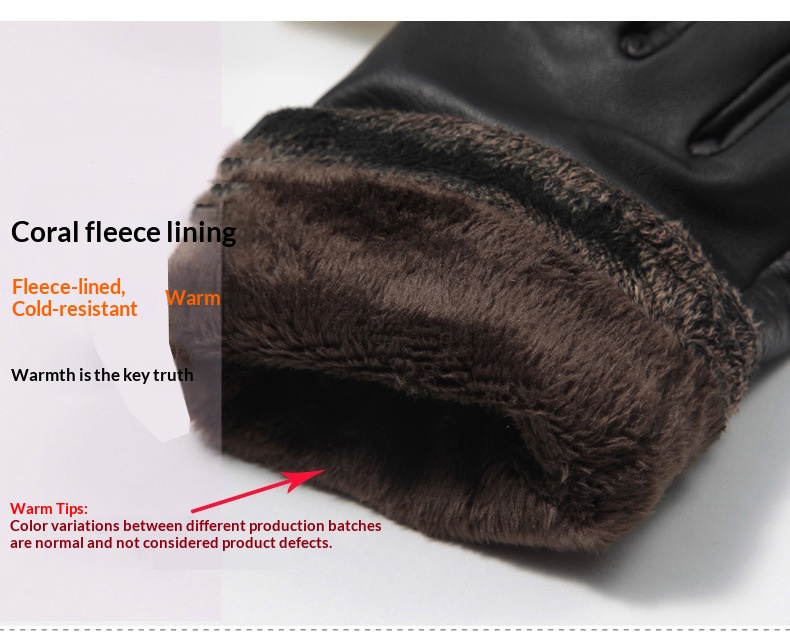 boy Boy Boy Genuine Leather Cowhide Winter Gloves Men Fingerless Driving Riding Fleece Lined Warm_voghion.com