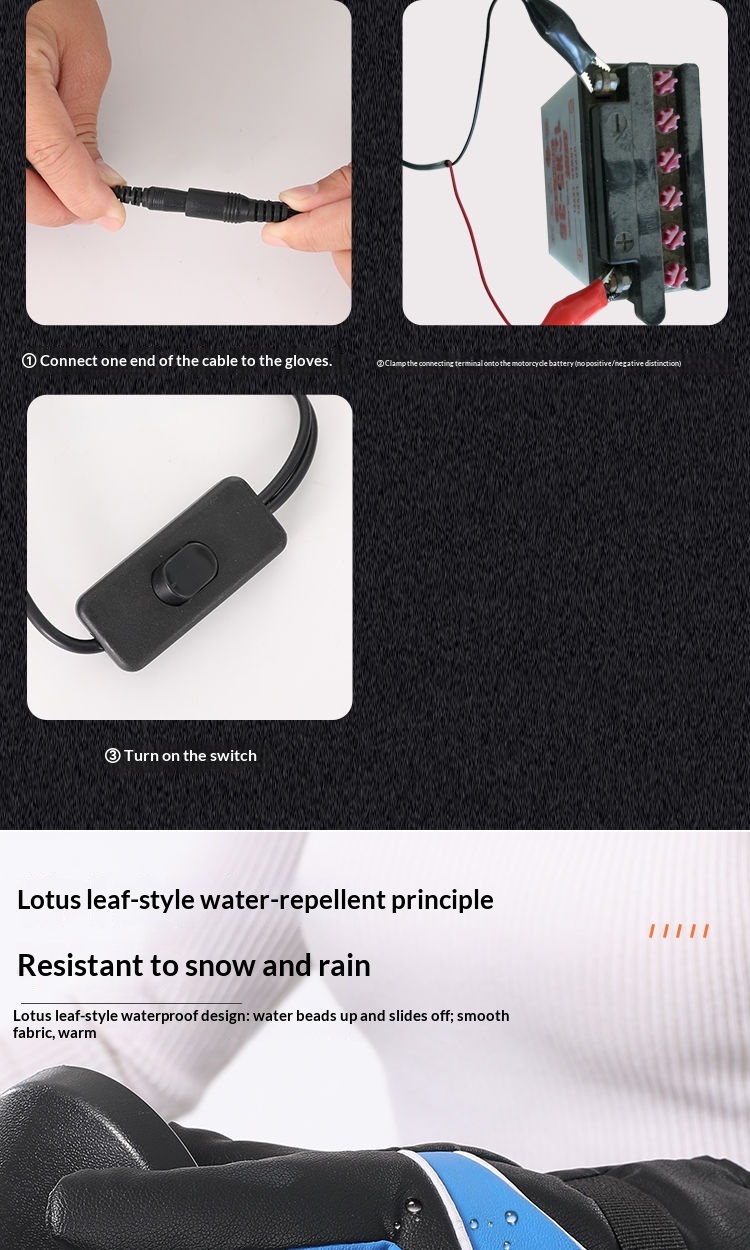 garçon Garçon Garçon Véhicule électrique Moto Recharge Gants chauffants auto-chauffants Chauffe-mains Housses de guidon Conduite Chaud Hiver M_voghion.com