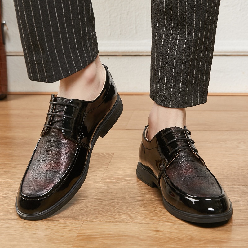 Voyage Printemps Été Nouvelles Affaires Formelles Décontractées Semelle souple Derby britannique à lacets Chaussures de mariage pour hommes en cuir_voghion.com