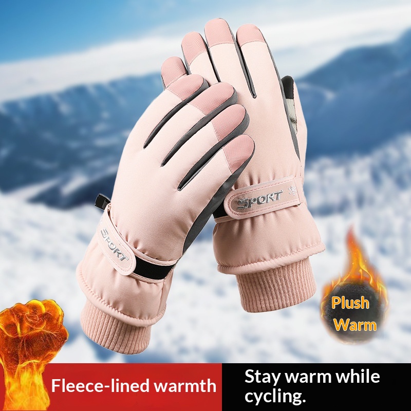 Guanti da sci caldi per coppia, invernali, foderati in pile, per esterni, da moto, antipioggia, antifreddo, antivento, spessi_voghion.com
