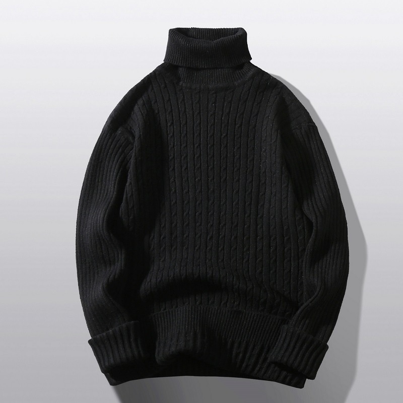 boy Boy Boy Boy Autumn Winter Main Promotion High Volume Men's Turtleneck Pullover Button Flower Casual Knitted Sweater Base Layer In_voghion.com