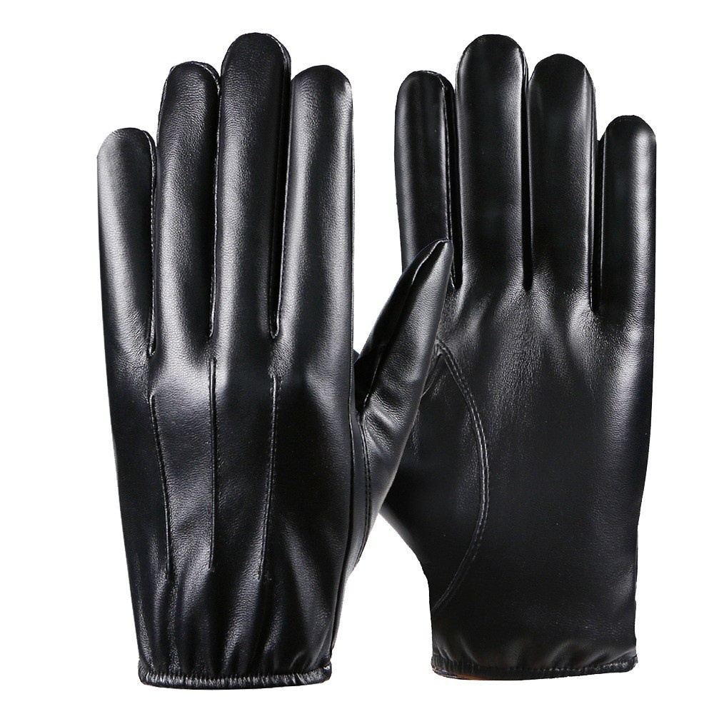 boy Boy Boy Men's Leather, Fleece-Lined, Thickened, Windproof, Waterproof, Warm, Touchscreen, Motorcycle Cotton Winter Riding_voghion.com