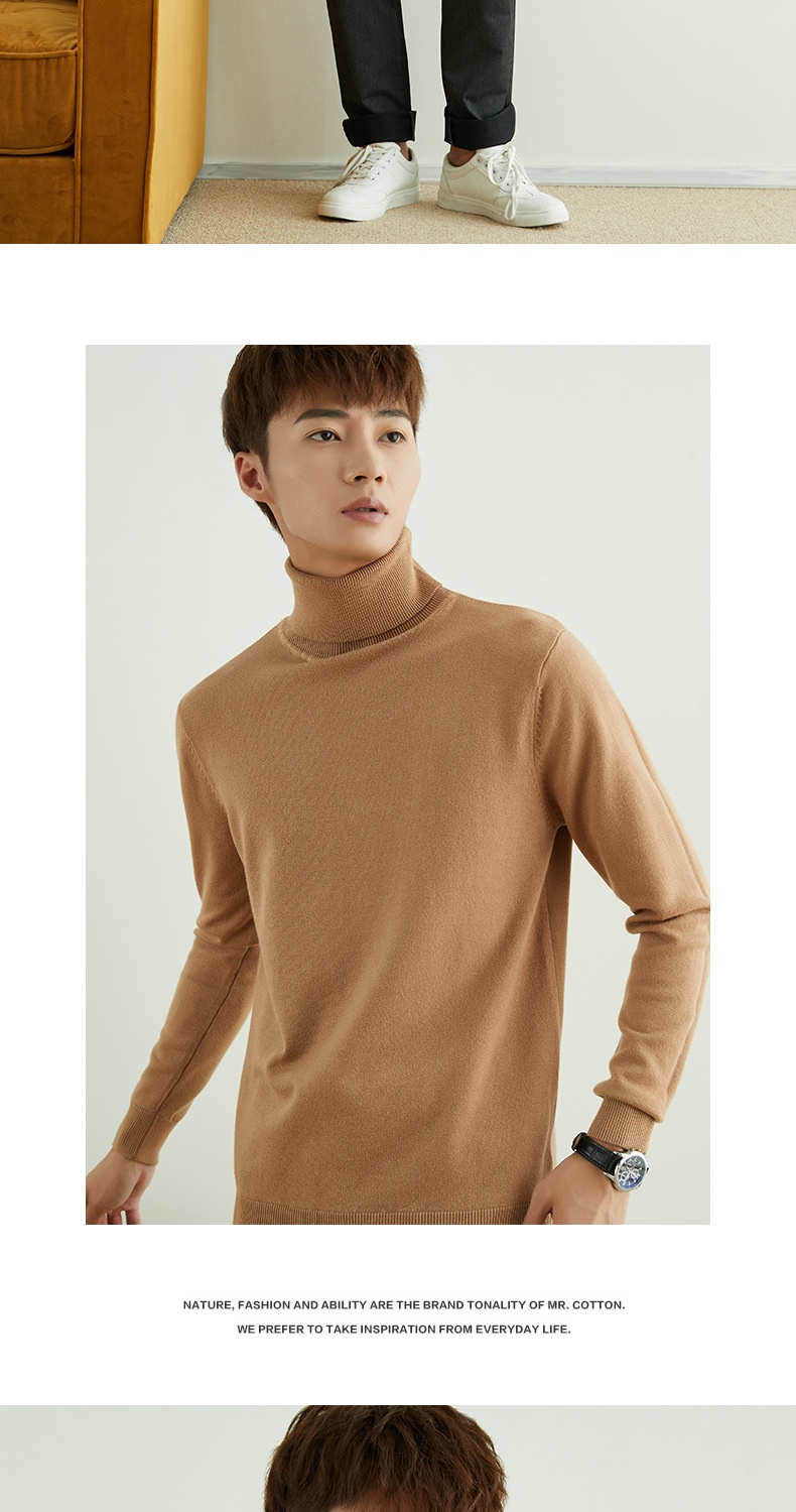 ragazzo Ragazzo Ragazzo Ragazzo 2025 Autunno Inverno Nuovo Uomo Dolcevita Spesso Casual Tinta Unita Maglia Base Maglione Largo Maglione_voghion.com