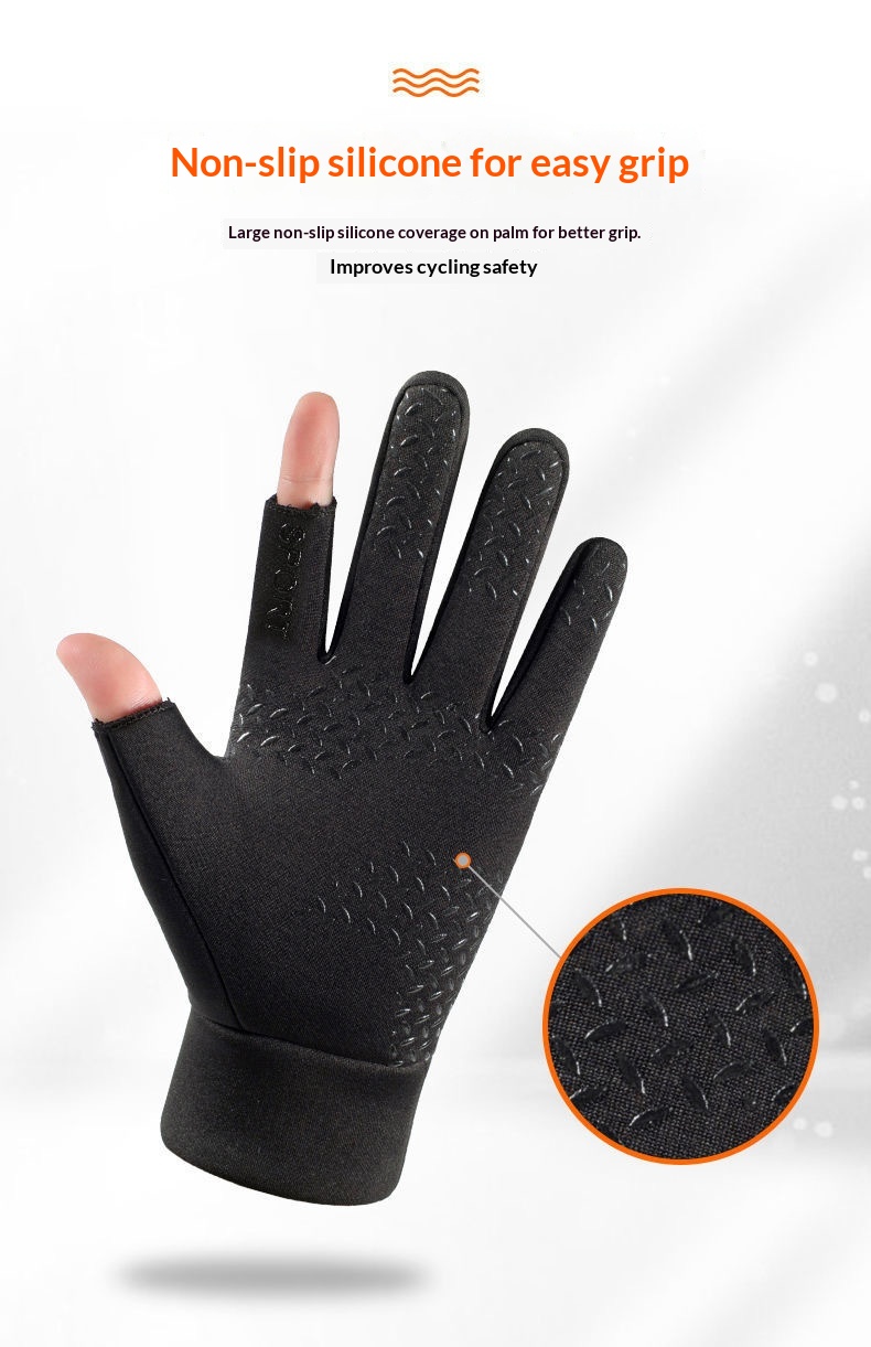 boy Boy Boy Warm Fleece-Lined New Autumn Winter Outdoor Sports For Men And Women Cycling Hiking Waterproof Cold-Proof Gloves_voghion.com