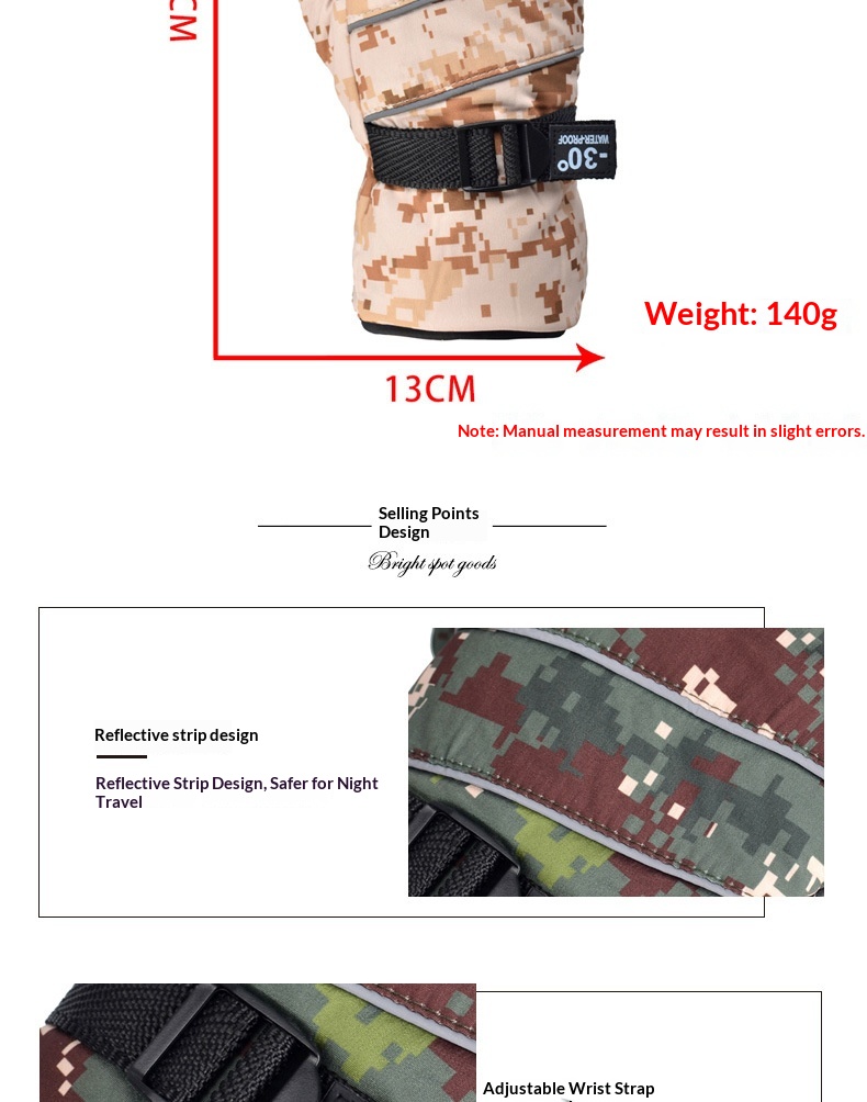 Guanti invernali caldi e spessi mimetici per uomo, sci, ciclismo, nord-est, antifreddo, impermeabili, antivento, taglia grande_voghion.com