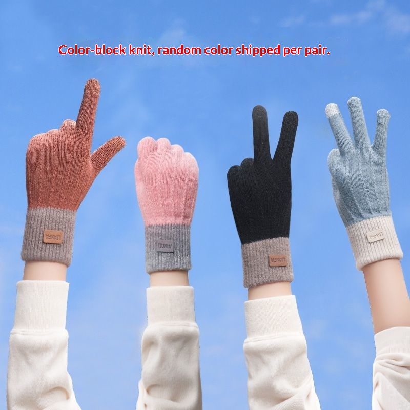 boy Boy Boy Winter Two-Finger Gloves Warm Cold-Proof Fleece-Lined Cycling Women Electric Bike Men Non-Slip Fingerless Touchscreen_voghion.com