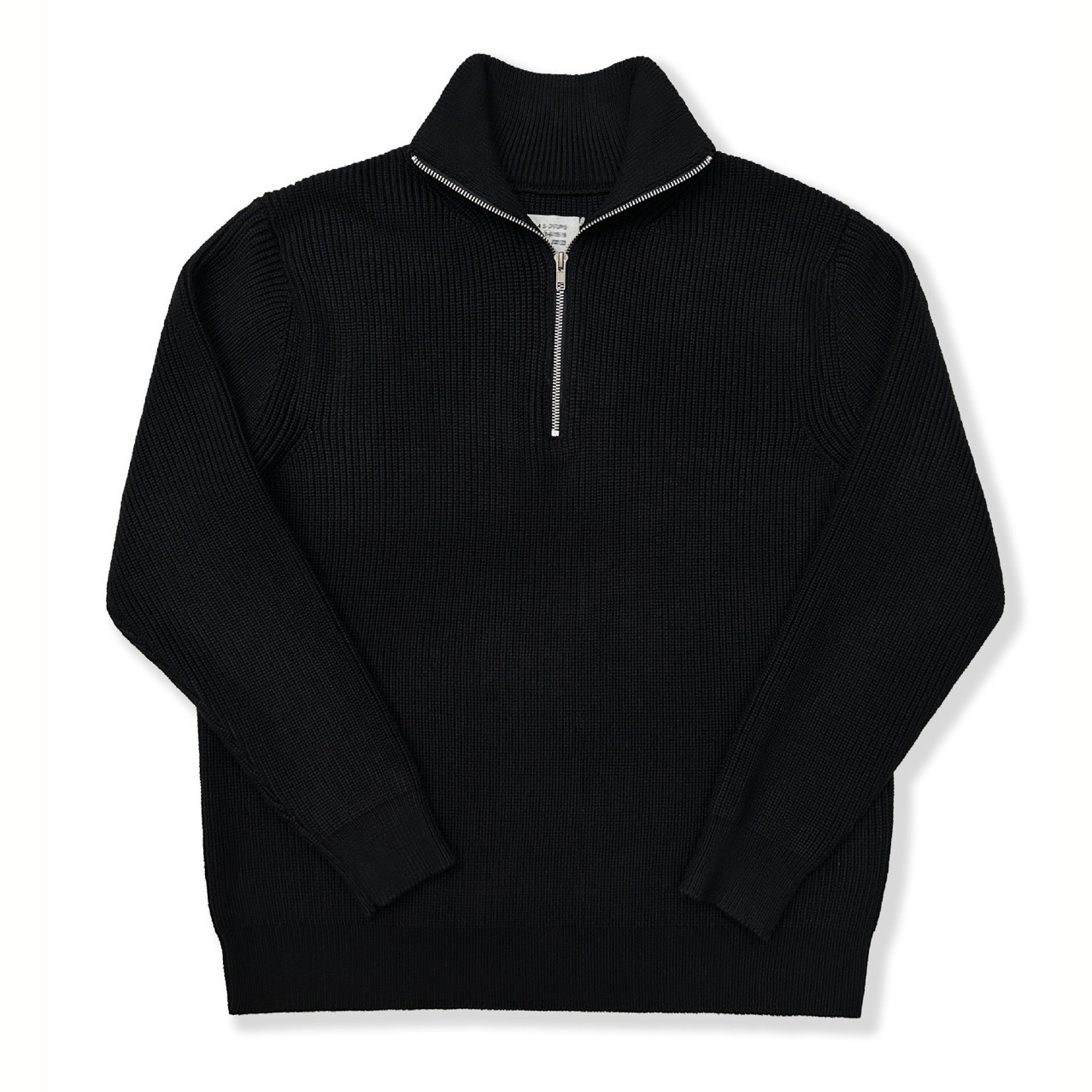 boy Boy Boy Square Neck Half-Zip Turtleneck Sweater Wool Blend Loose Lazy Style Knit Top Unisex_voghion.com