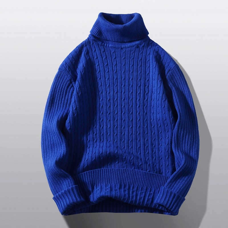 boy Boy Boy Boy Autumn Winter Main Promotion High Volume Men's Turtleneck Pullover Button Flower Casual Knitted Sweater Base Layer In_voghion.com