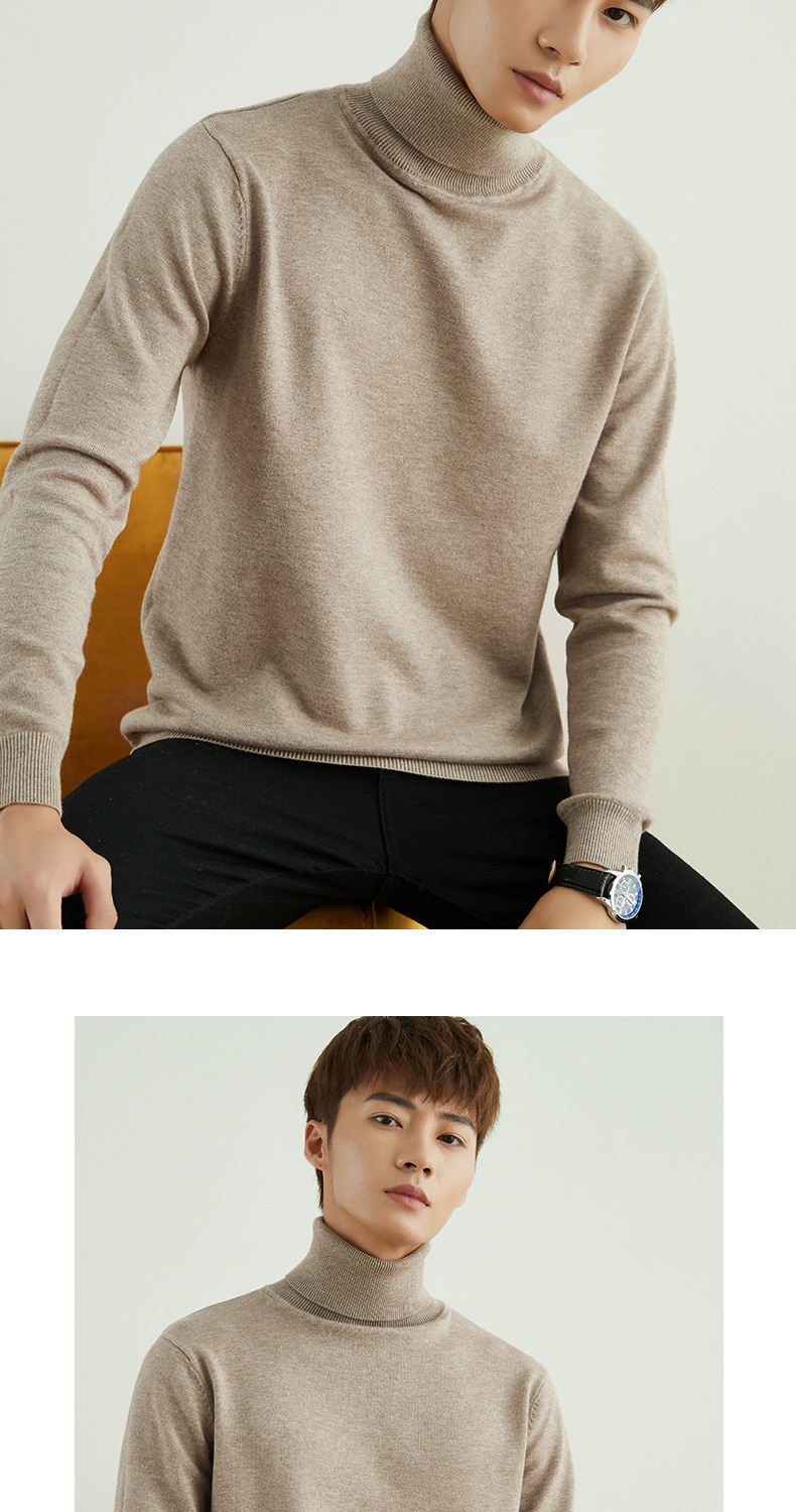ragazzo Ragazzo Ragazzo Ragazzo 2025 Autunno Inverno Nuovo Uomo Dolcevita Spesso Casual Tinta Unita Maglia Base Maglione Largo Maglione_voghion.com