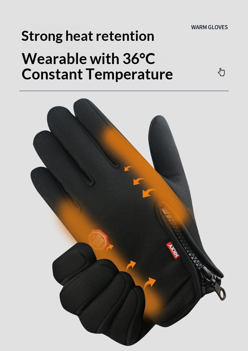 boy Boy Boy With Zipper Design Outdoor Cycling Gloves For Men Winter Women Riding Touchscreen Motorcycle Waterproof Warm_voghion.com