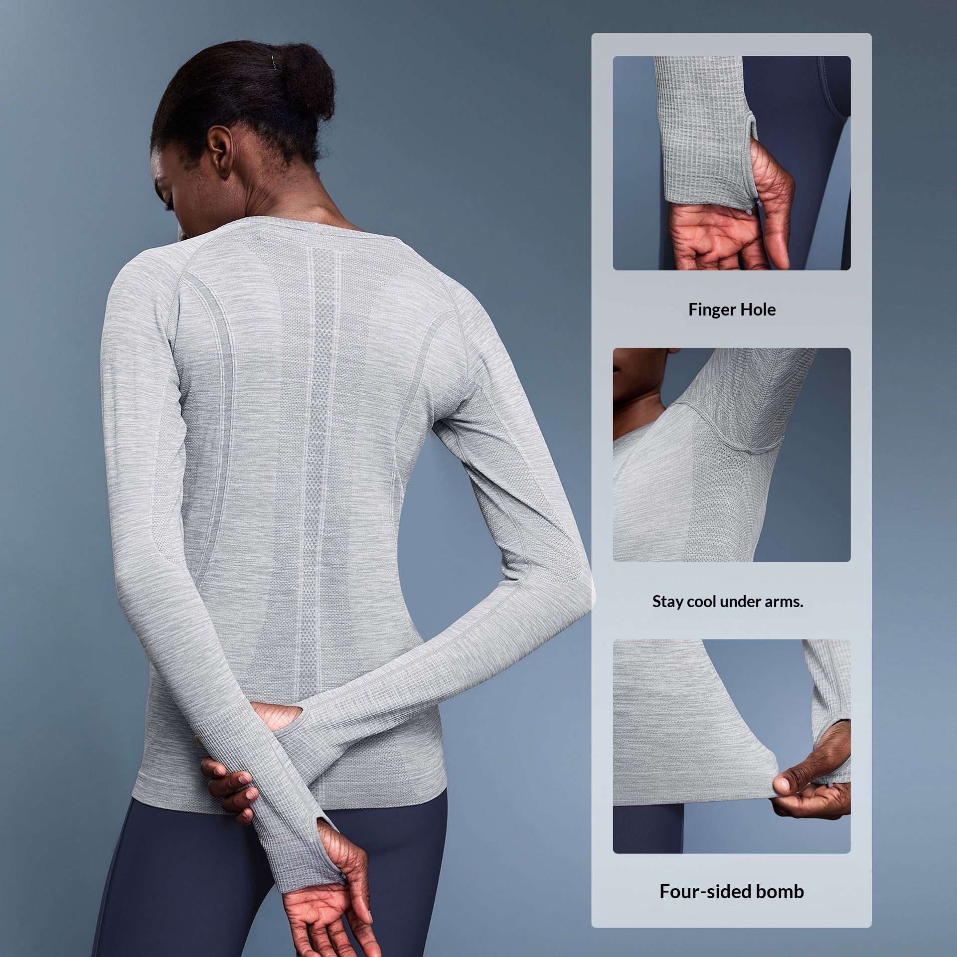 Surge Surge Surge Surge Cross-border New Quick-drying Top Long-sleeved Women Sports Running Fitness Breathable Seamless Integrated Yoga Suit_voghion.com