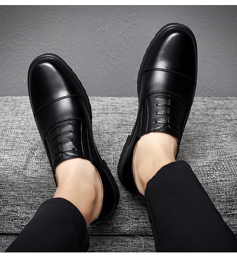 Glide Business Leather Soft Sole Lightweight Office Commute Comfortable Inner Lining Convenient Slip-On Wholesale Men's Shoes_voghion.com