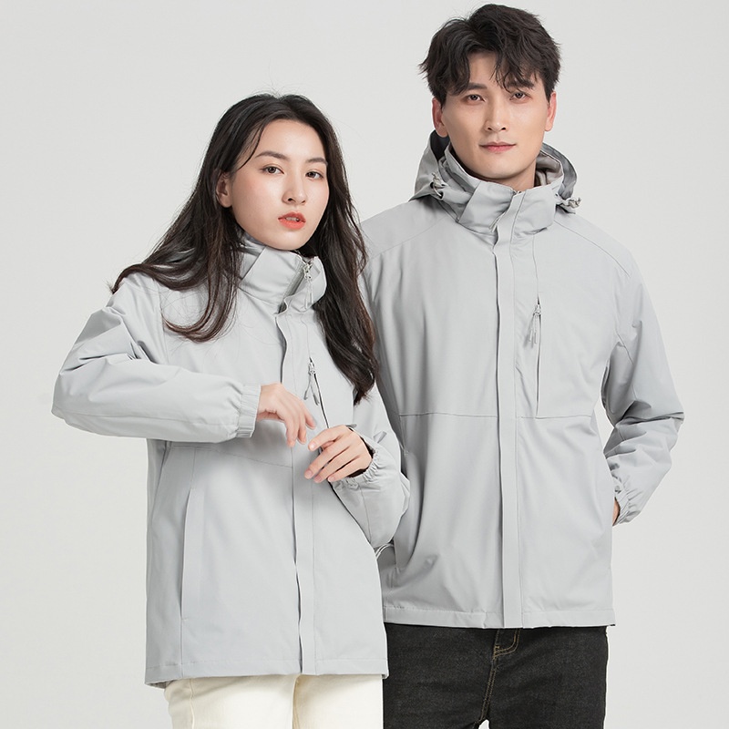 boy Boy New Outdoor Hiking 3-in-1 Jacket Men Windproof Waterproof Solid Color Two-Piece Set Women Coat Group Purchase Label_voghion.com
