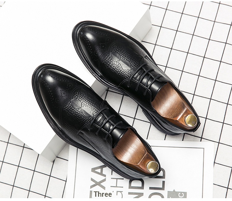 Sapatos casuais masculinos Voyage de cano baixo, bico fino, estilo brogue retrô, em couro, respiráveis e ideais para o outono e inverno._voghion.com